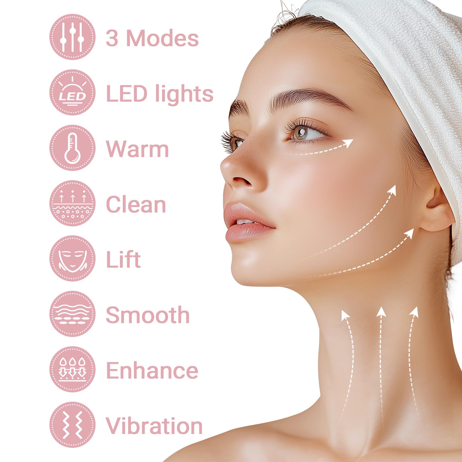 GroTawel face-neck massager with light—gentle vibrations for daily care.