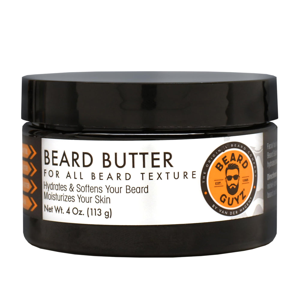 Grow Alpha Beard beard butter tin close-up demonstrates conditioning for softer facial hair.