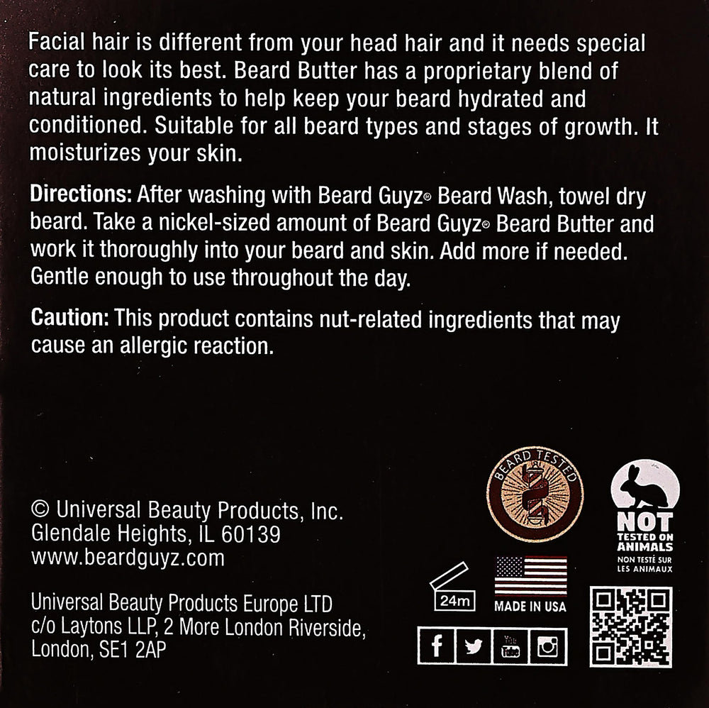 Grow Alpha Beard butter USA-made label close-up.