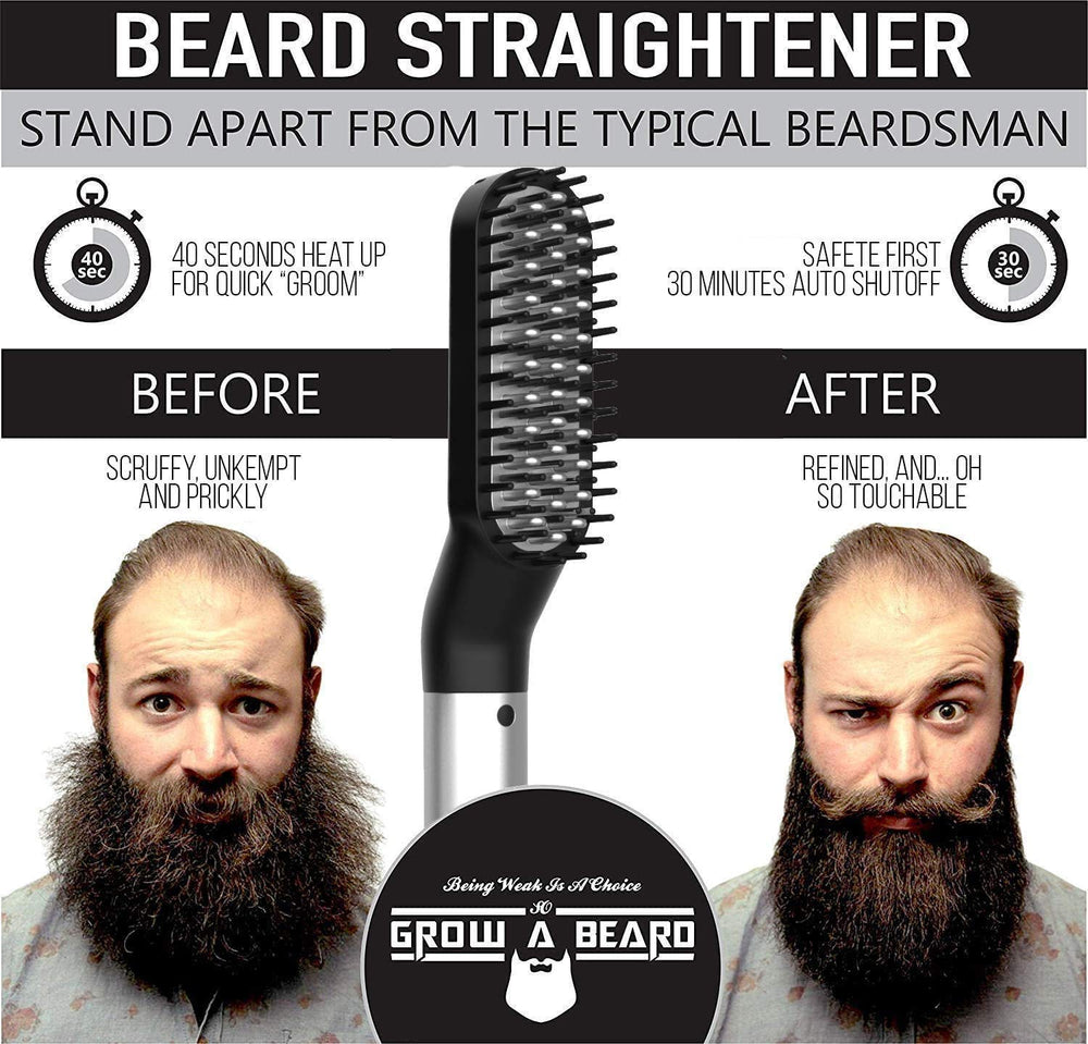 Grow Alpha Beard brush and comb set close-up for detangling and shaping beards.