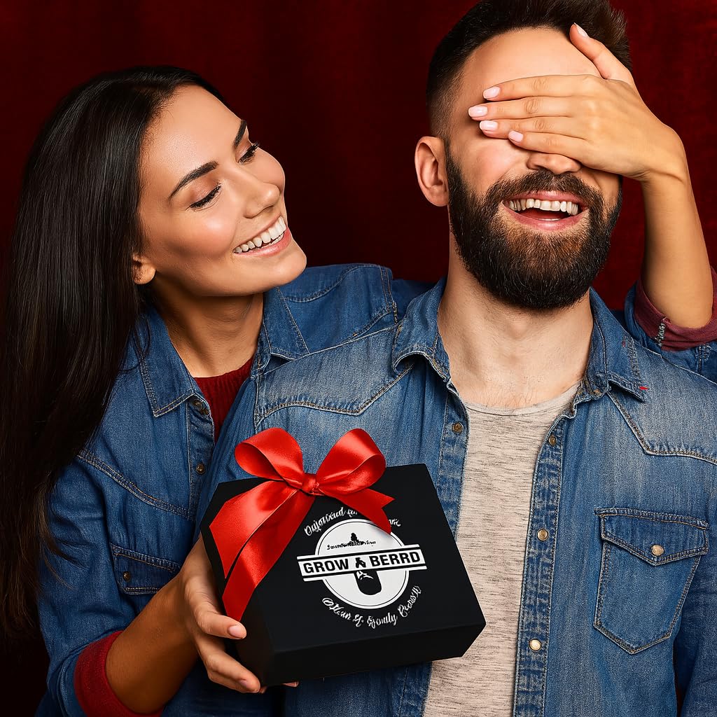 Grow Alpha Beard gift-set display close-up for premium grooming gift idea.