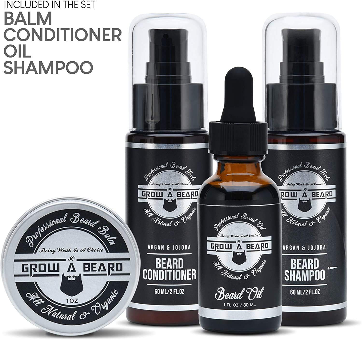 Grow Alpha Beard shampoo and conditioner close-up for clean, soft beard feel.