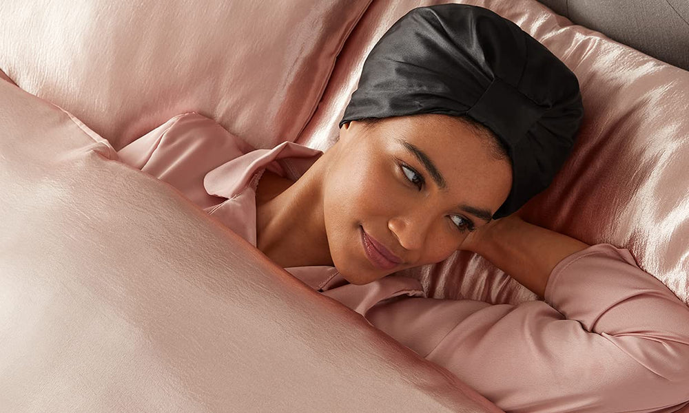 Grow Gorgeous wrap worn overnight preserving curls and reducing frizz