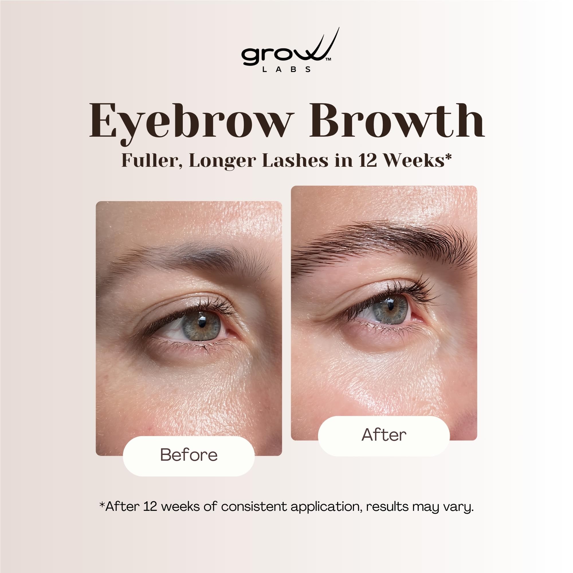 Grow Labs Eyebrow Growth Serum brush-tip shows precise brow application