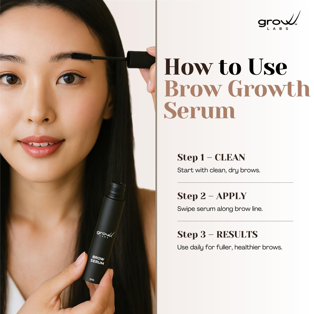 Grow Labs Eyebrow Growth Serum packaging displays 5 ml size for travel