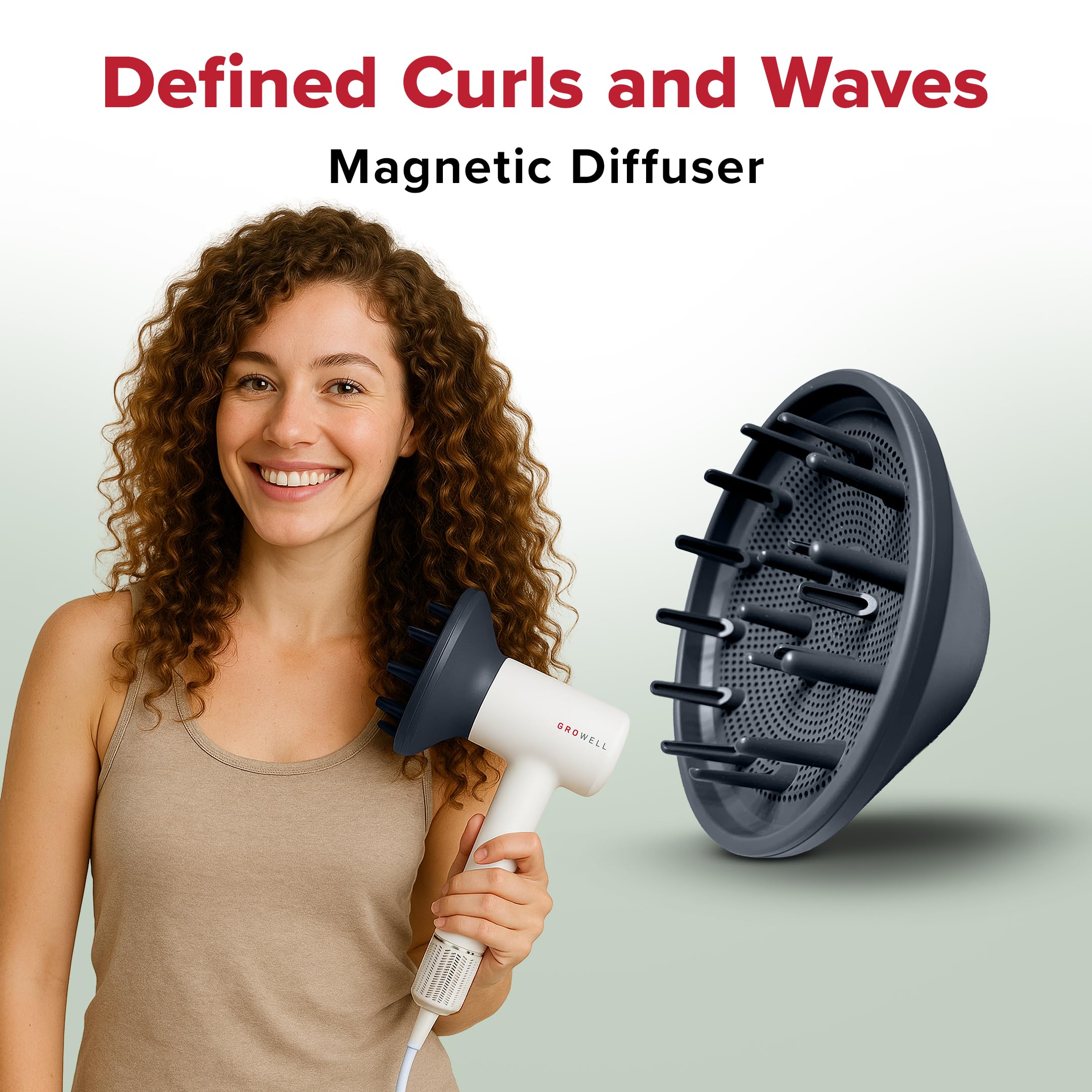 GroWell Growell ionic hair dryer with concentrator nozzle for precise styling