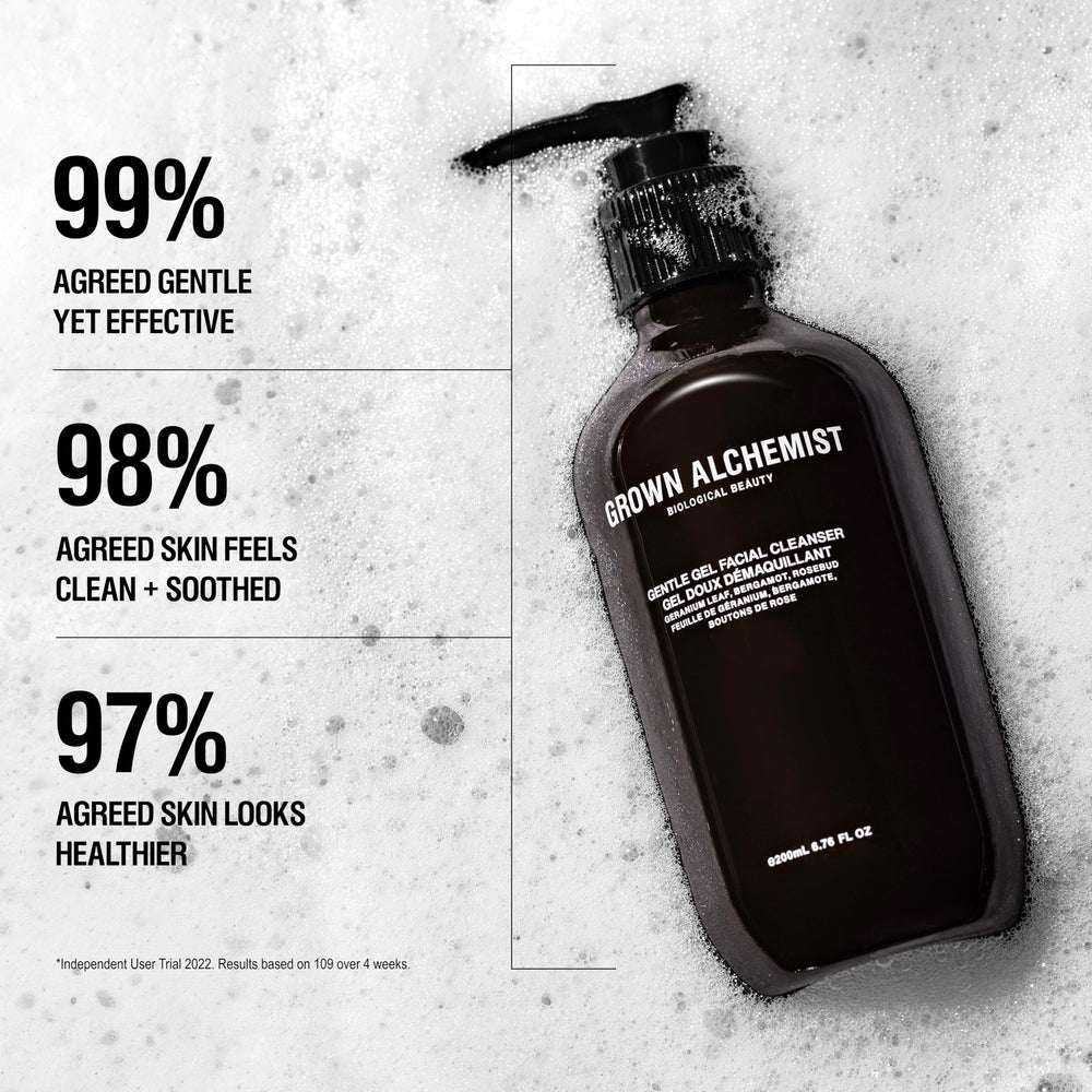 Grown Alchemist Face Cleanser application showing lightweight daily foam cleanse