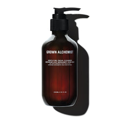Grown Alchemist Gentle Gel Cleanser bottle pour for hydrating cleanse routine