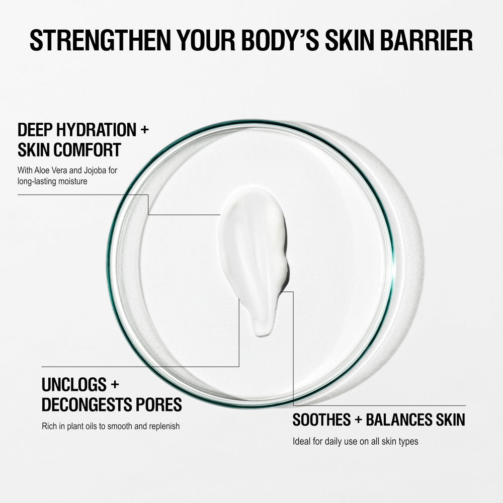 Natural ingredients highlight Aloe and Vitamin E for nourishing skin hydration