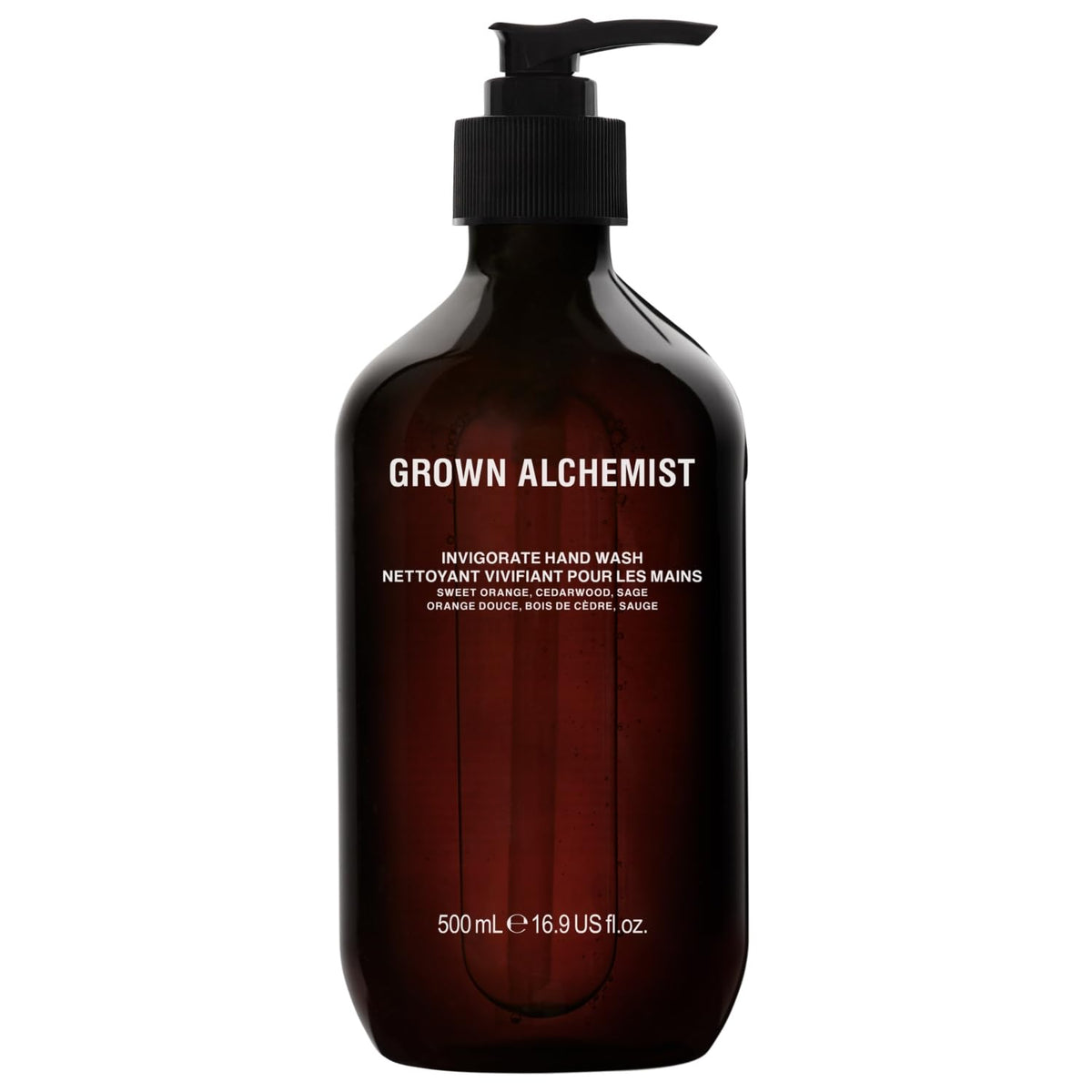 Grown Alchemist Invigorate Hand Wash bottle showing premium, hydrating formula and elegant labeling