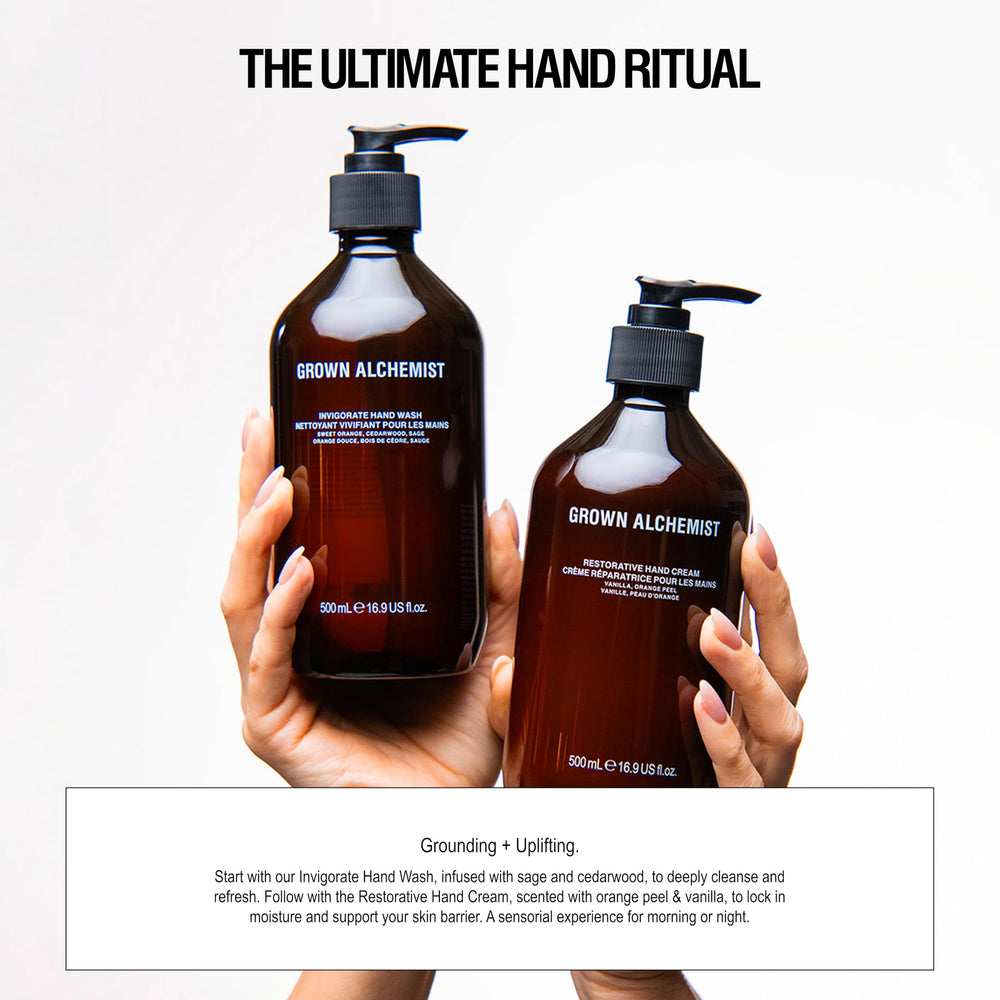 Grown Alchemist Invigorate Hand Wash foam capturing aromatic essential oils during use