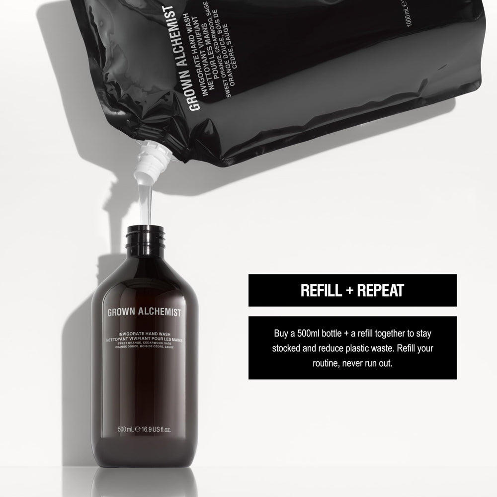 Grown Alchemist Invigorate Hand Wash Refill aloe close-up illustrates hydrating plant-based care