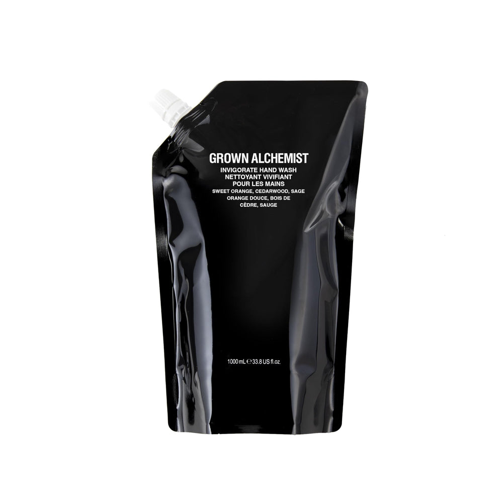 Grown Alchemist Invigorate Hand Wash Refill bottle front view highlighting aloe and citrus aroma for refreshed hands