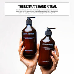 Grown Alchemist Invigorate Hand Wash Refill pour close-up showing rich lather and cleansing feel