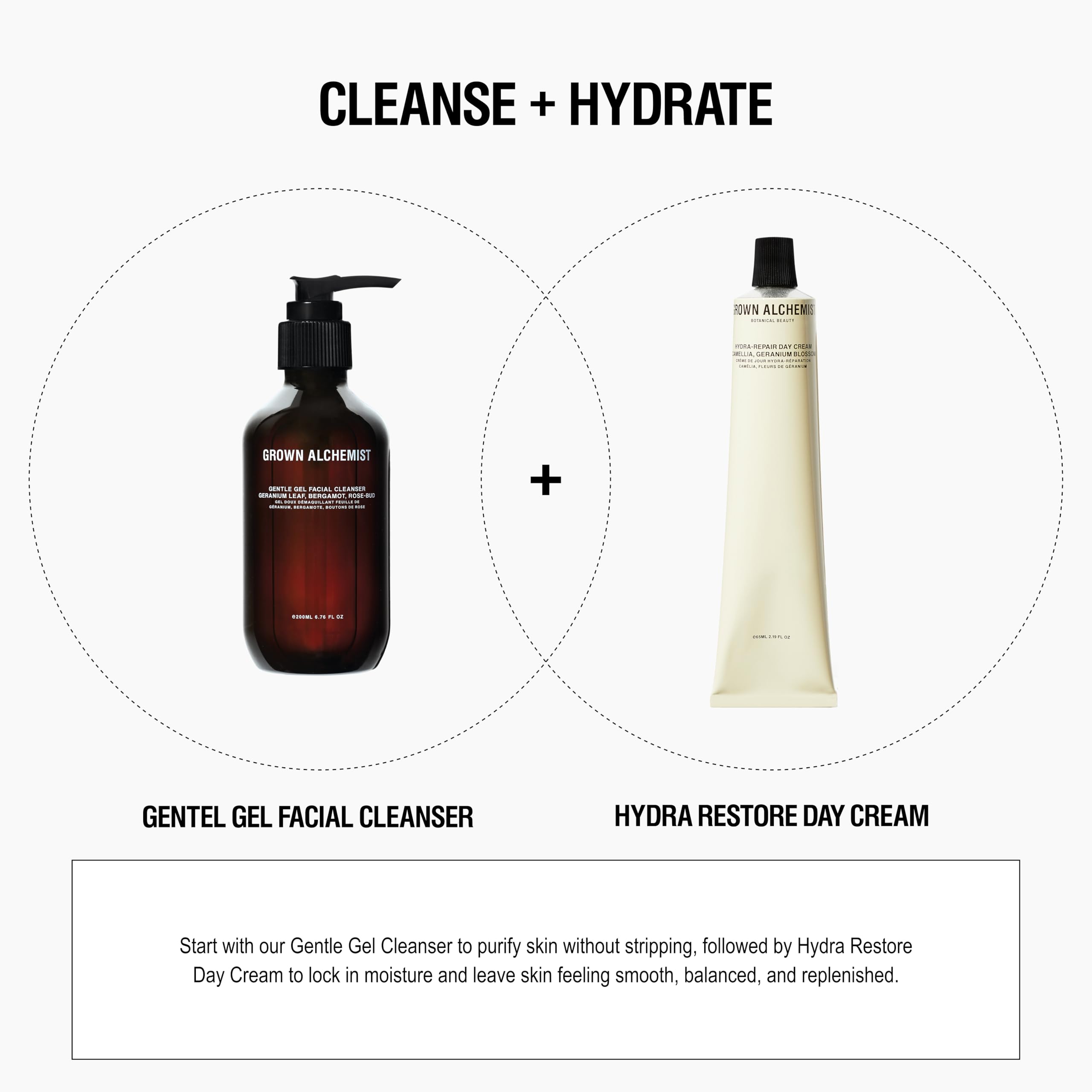 Grown Alchemist Packaging and label on gel cleanser tube for clean beauty