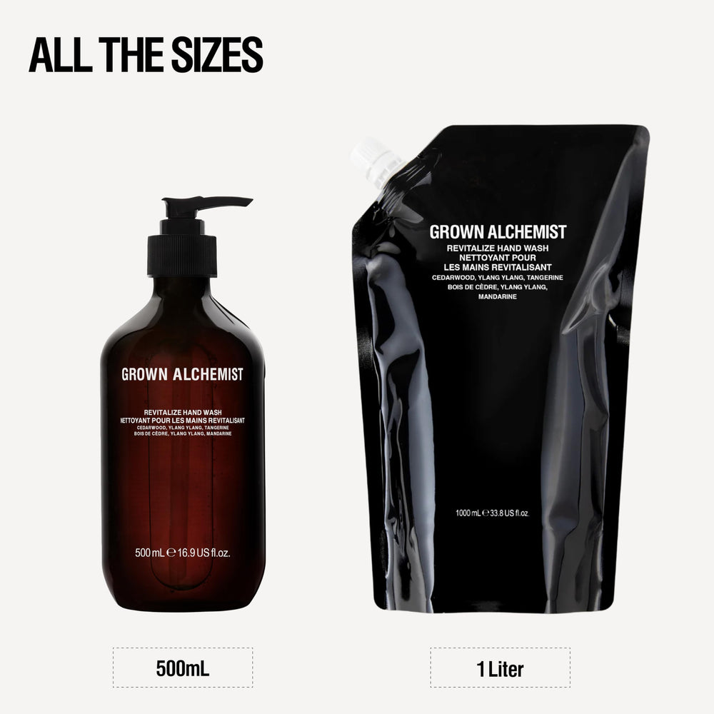 Grown Alchemist Revitalize Hand Wash cedarwood scent promotes calm cleansing ritual.