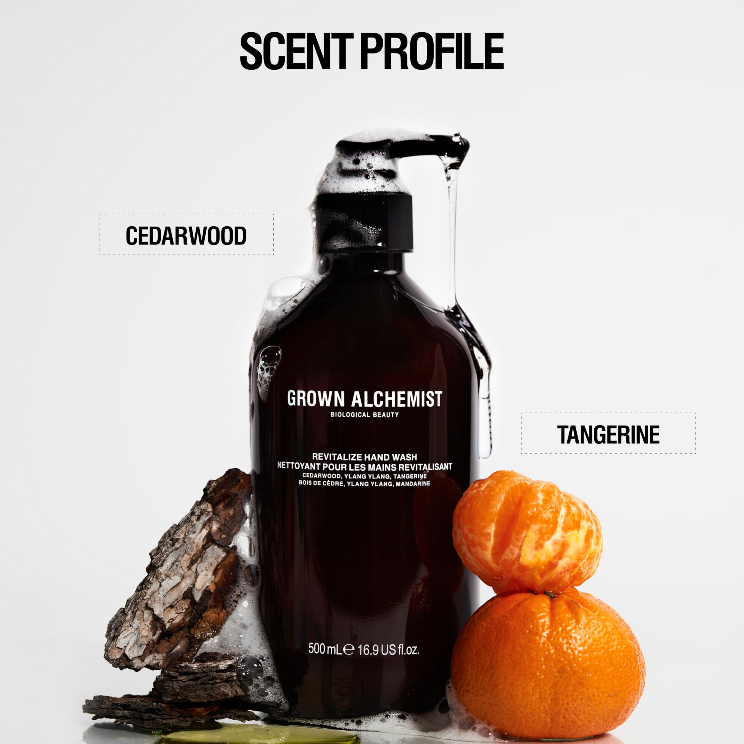 Grown Alchemist Revitalize Hand Wash ingredients featuring Aloe for skin hydration.
