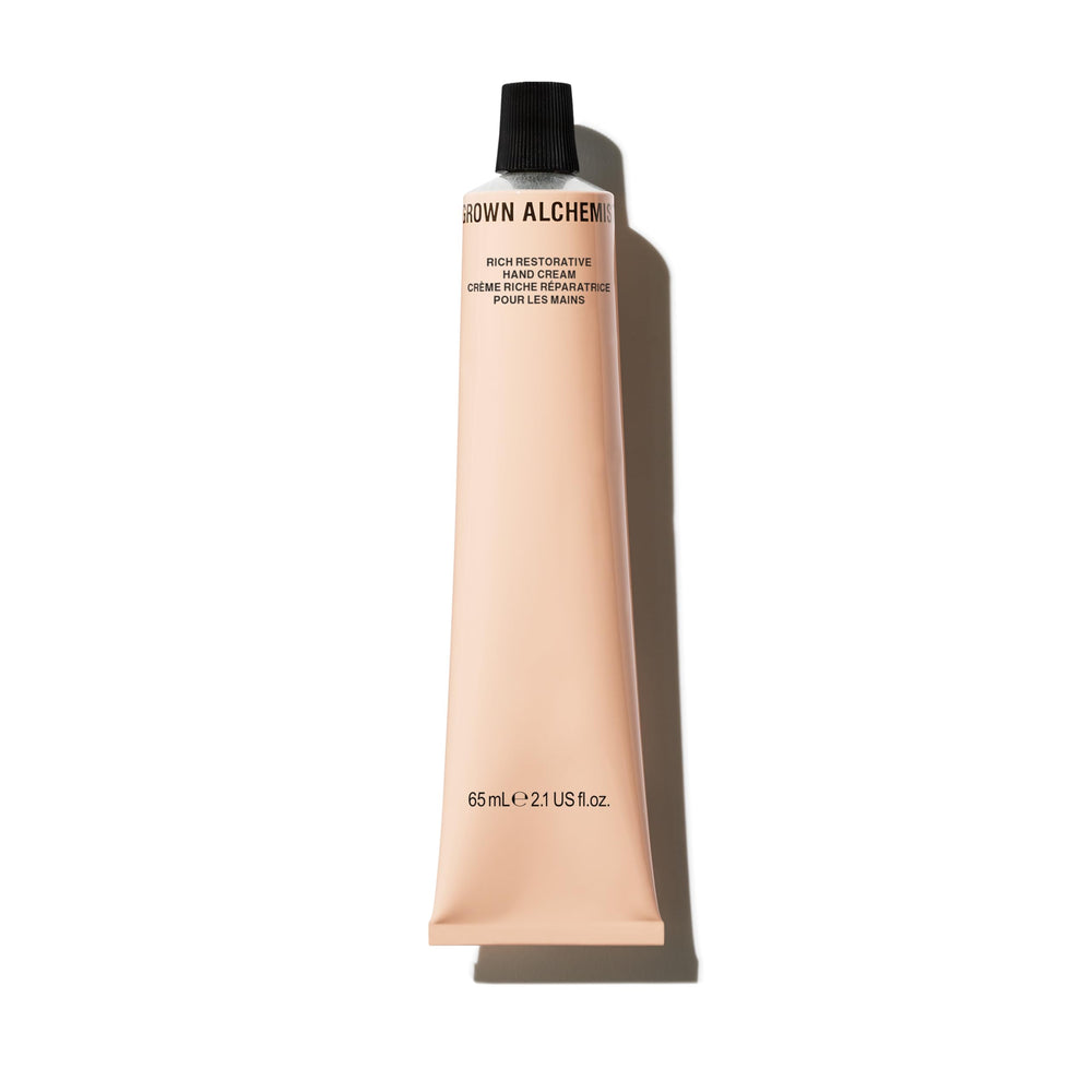 Grown Alchemist Rich Restorative Hand Cream bottle delivers dry-hand hydration.