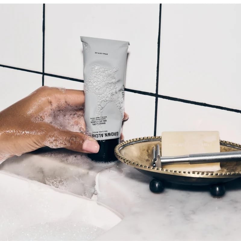 Grown Alchemist Shaving Gel sandalwood-sage lifting hair follicles for easier shave