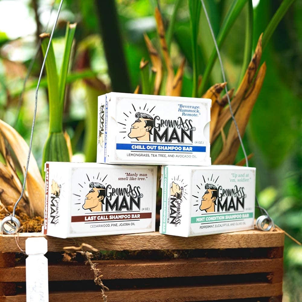 Grown Ass Man Co. bar uses essential oils to help moisturize the scalp