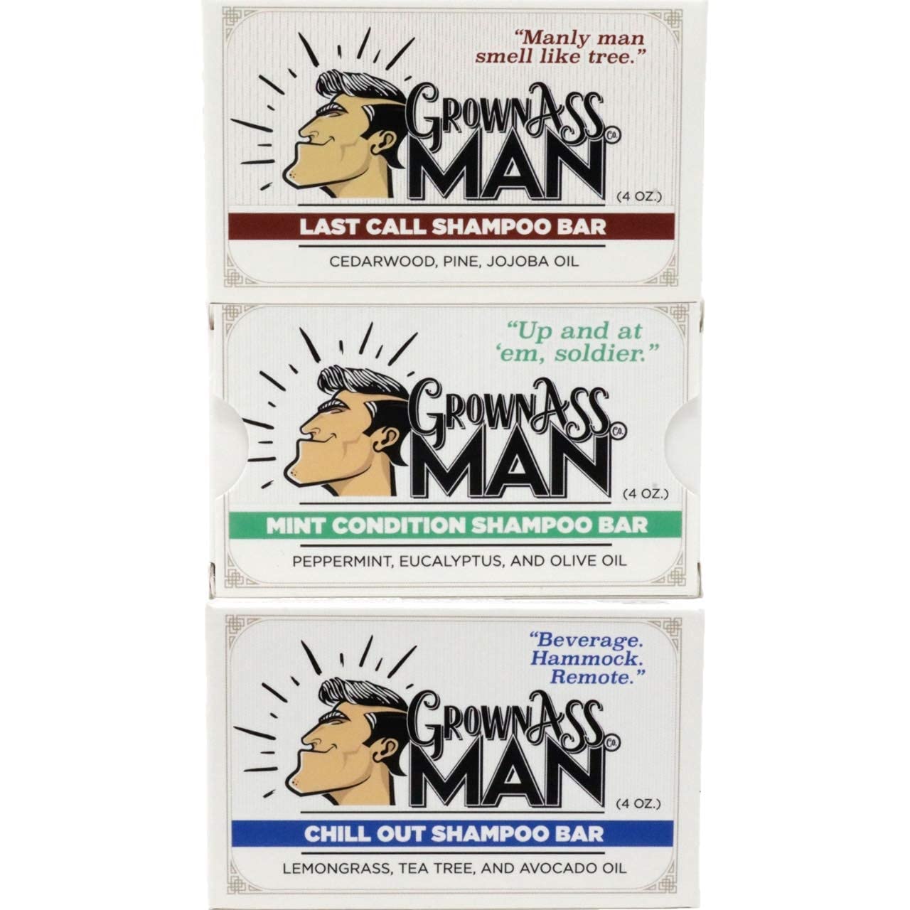 Grown Ass Man Co. solid shampoo bar for beard and hair provides deep cleanse and scent