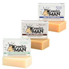 Grown Ass Man Co. solid shampoo bar with rich lather for hair and scalp conditioning