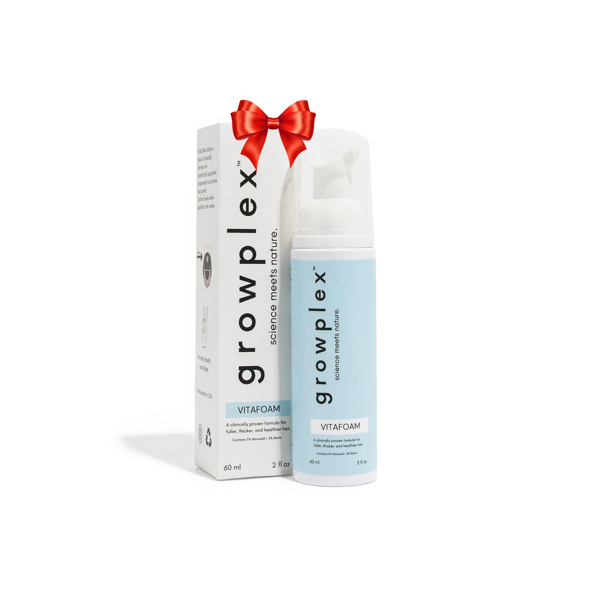 Growplex VitaFoam dispensed minoxidil for precise scalp application boosts regrowth