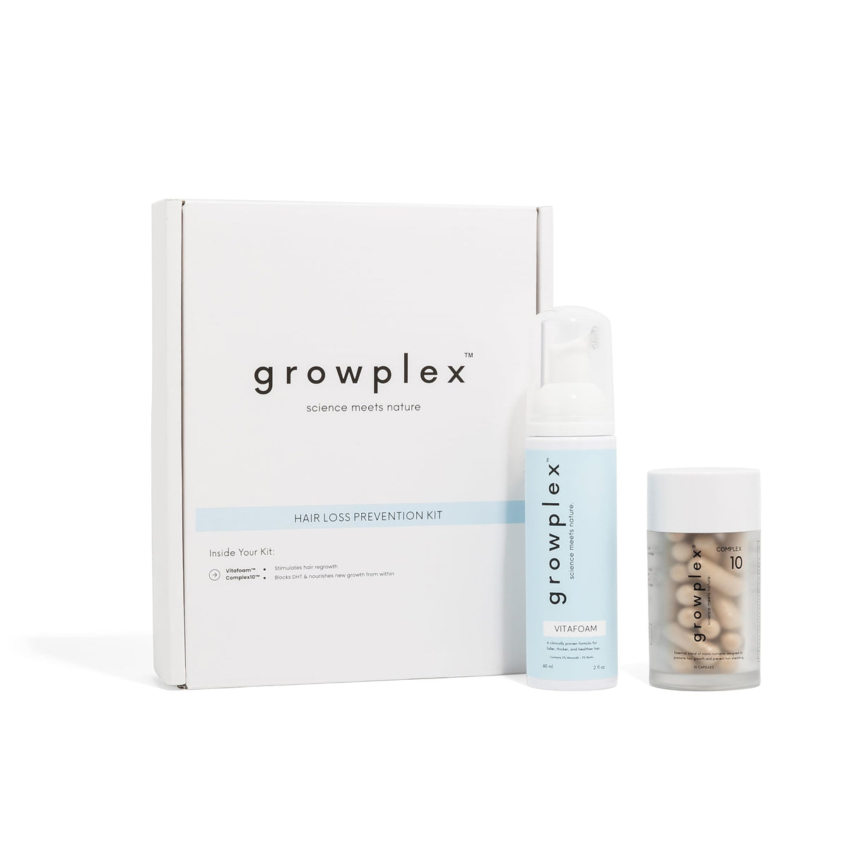 Growplex Vitafoam front packaging showing foam benefits