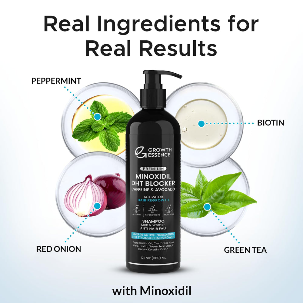 Growth Essence shampoo lather close-up with rich foam for cleansing scalp.