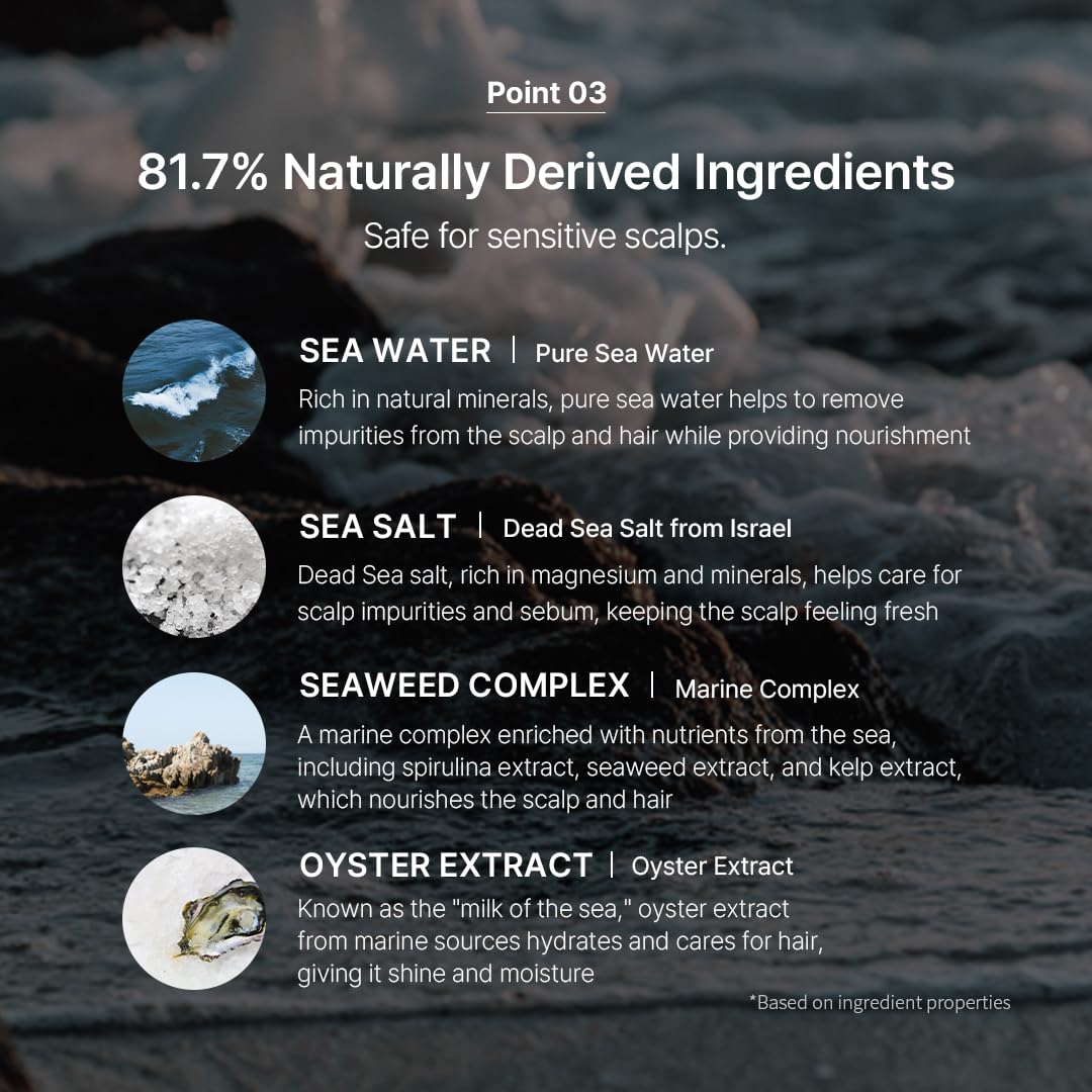 GROWUS Sea Salt Therapy Shampoo with walnut shell exfoliation for scalp cleansing.