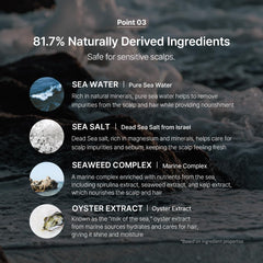 GROWUS Sea Salt Therapy Shampoo with walnut shell exfoliation for scalp cleansing.