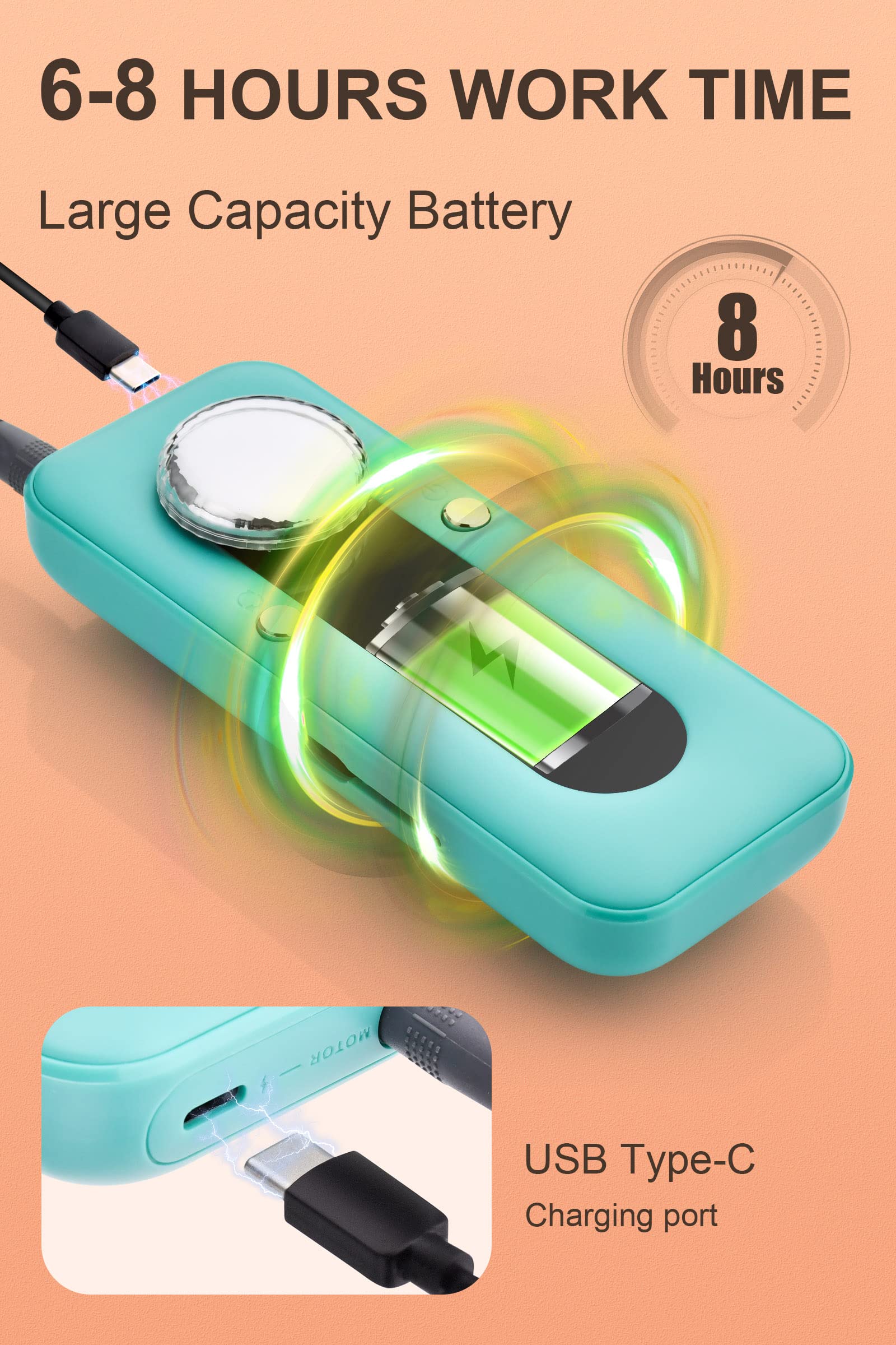 Groyal cordless nail drill clip-back design enables hands-free portability.