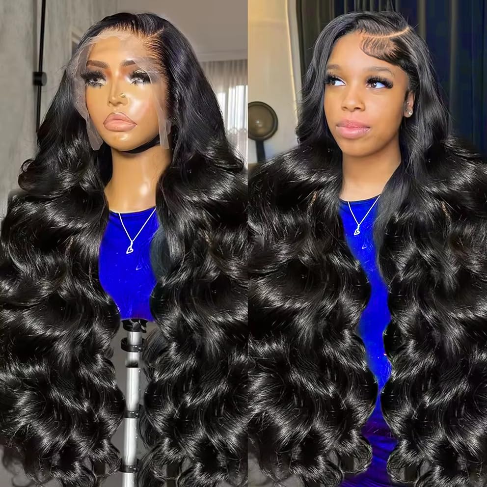 GRQGRQ 30 inch 13x6 lace front wig drapes in natural body wave for everyday wear
