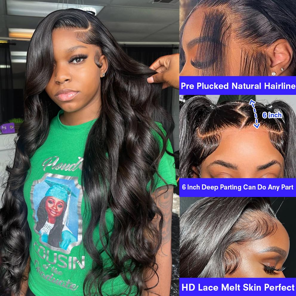 GRQGRQ body wave lace front wig provides full look and versatile parting
