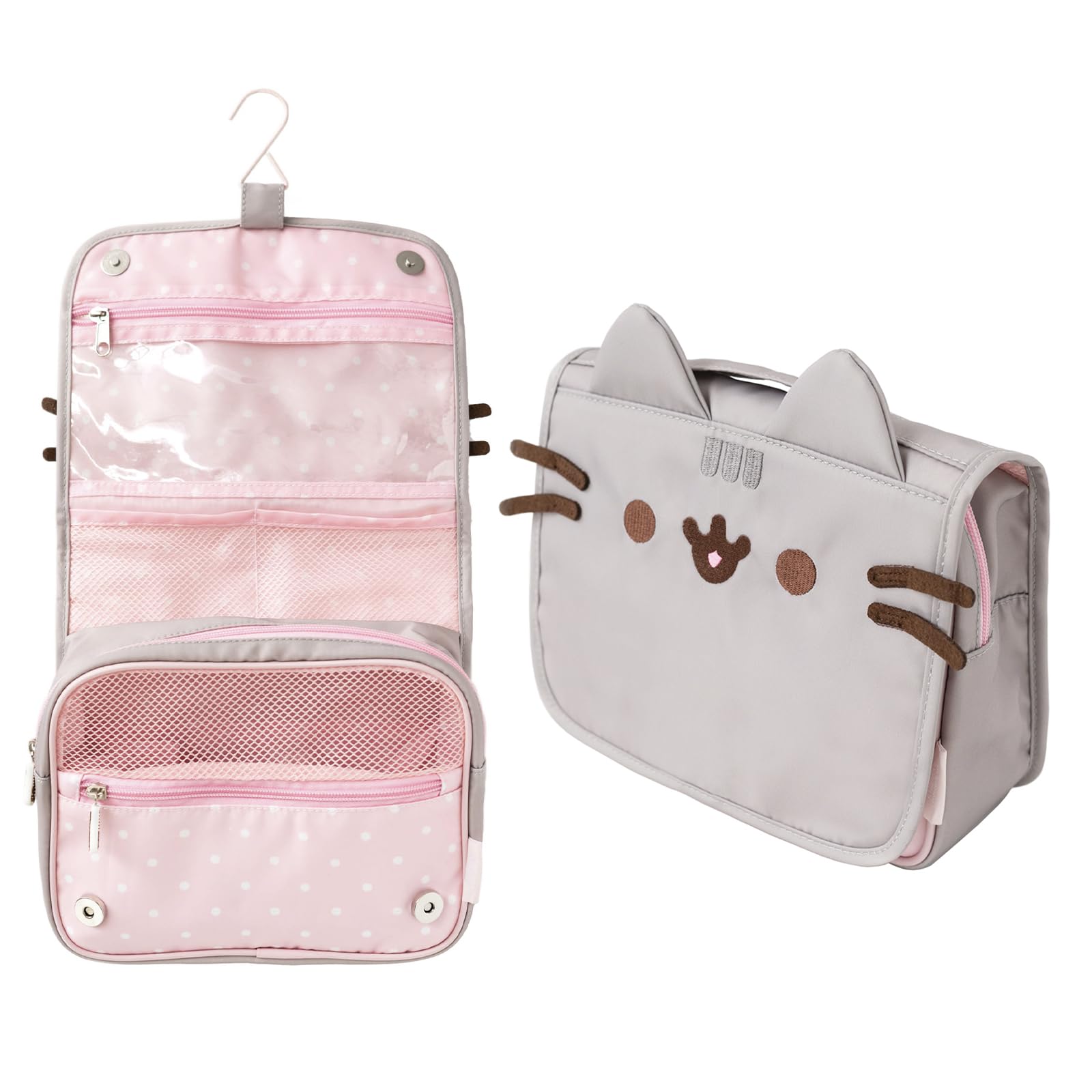 Grupo Erik Pusheen hanging travel toiletry bag front view for organized packing