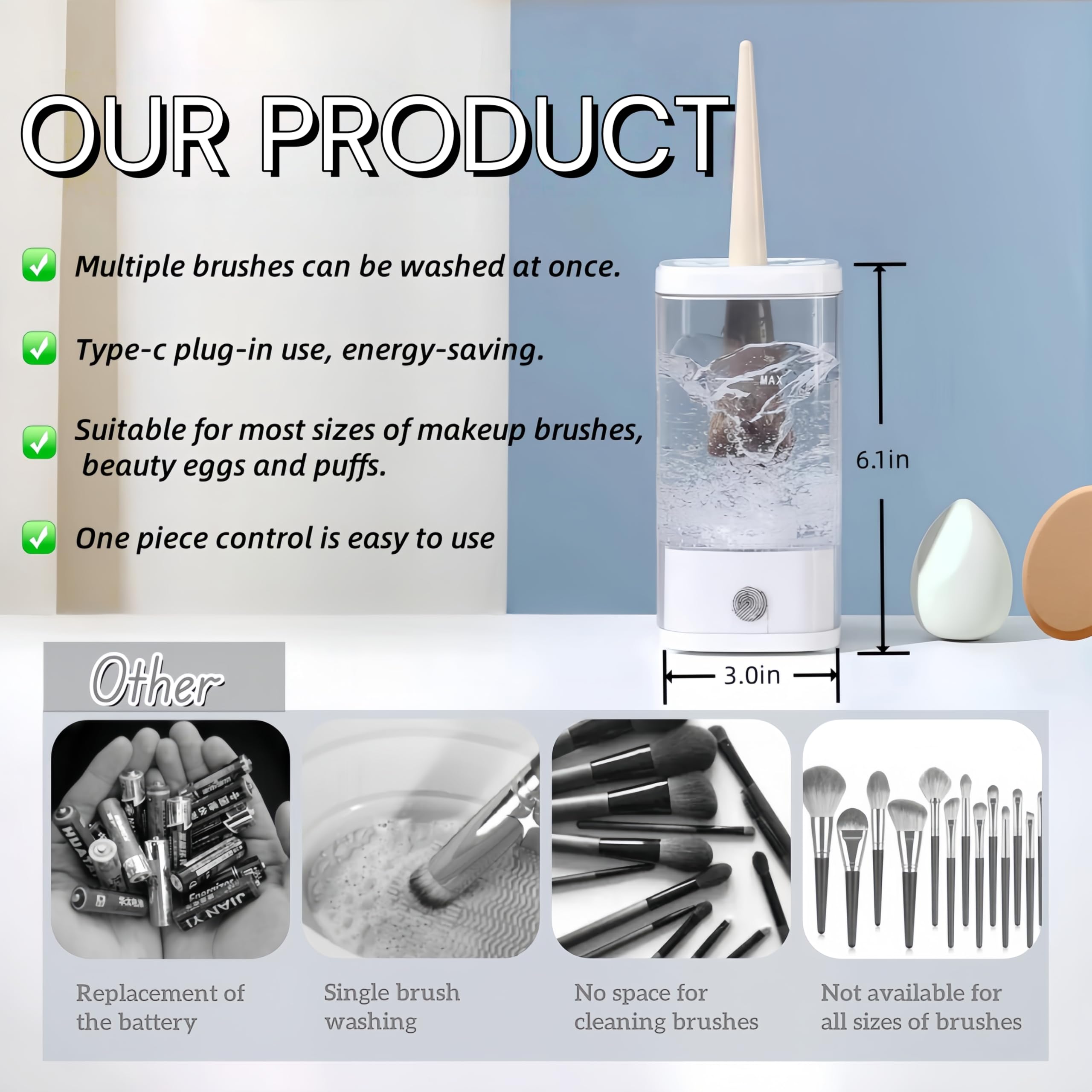 Gsiollvderbarley compact device ideal for vanity spaces.