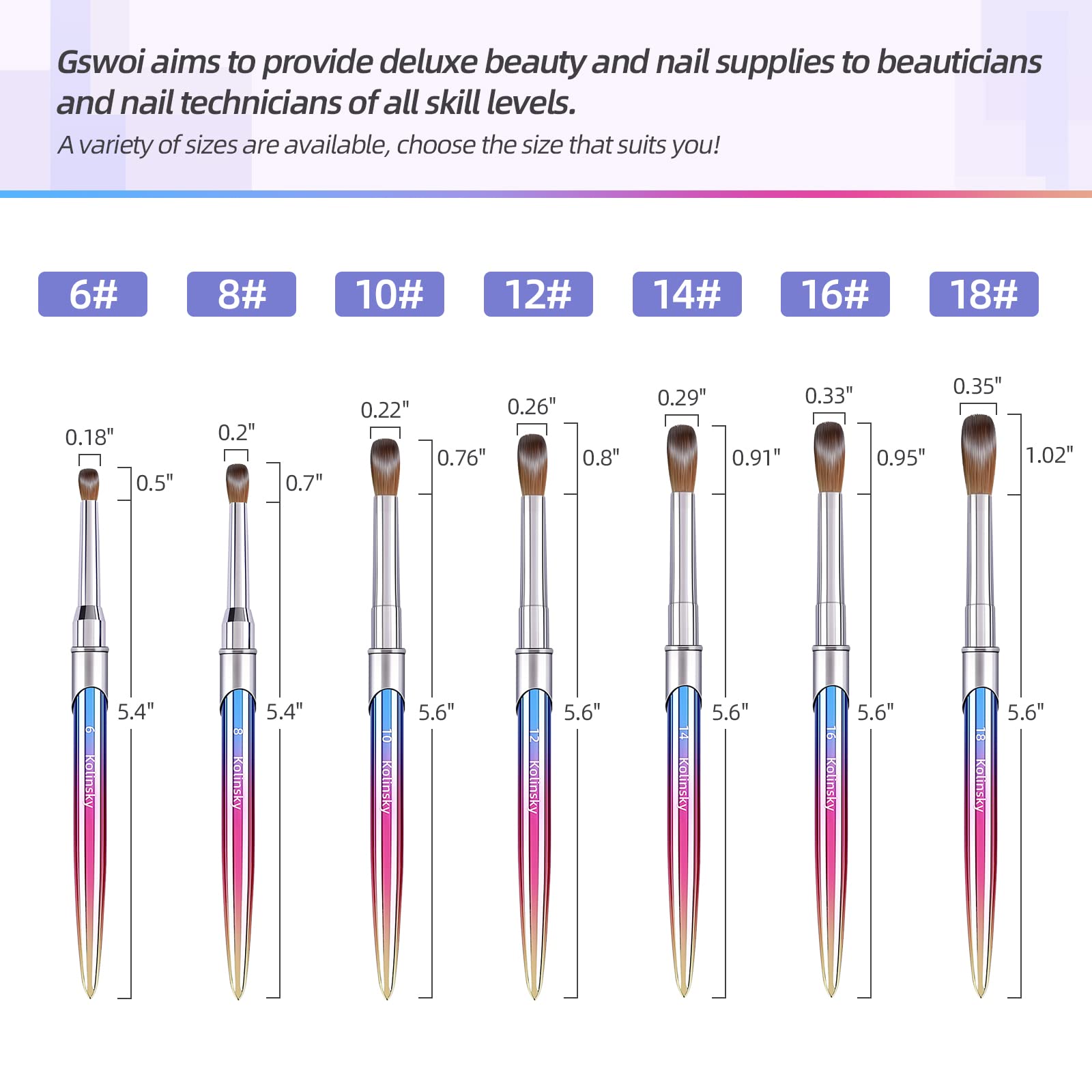 GSWOI round-head brush applying acrylic powder with control