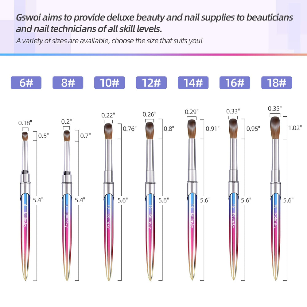 GSWOI round-head brush applying acrylic powder with control