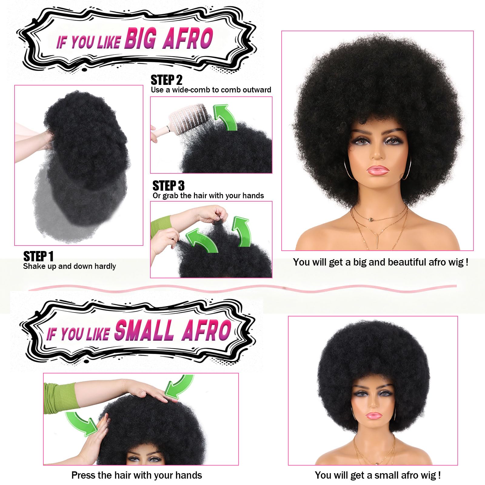 G&T Wig 70s Afro back view reveals full cap and comfortable fit