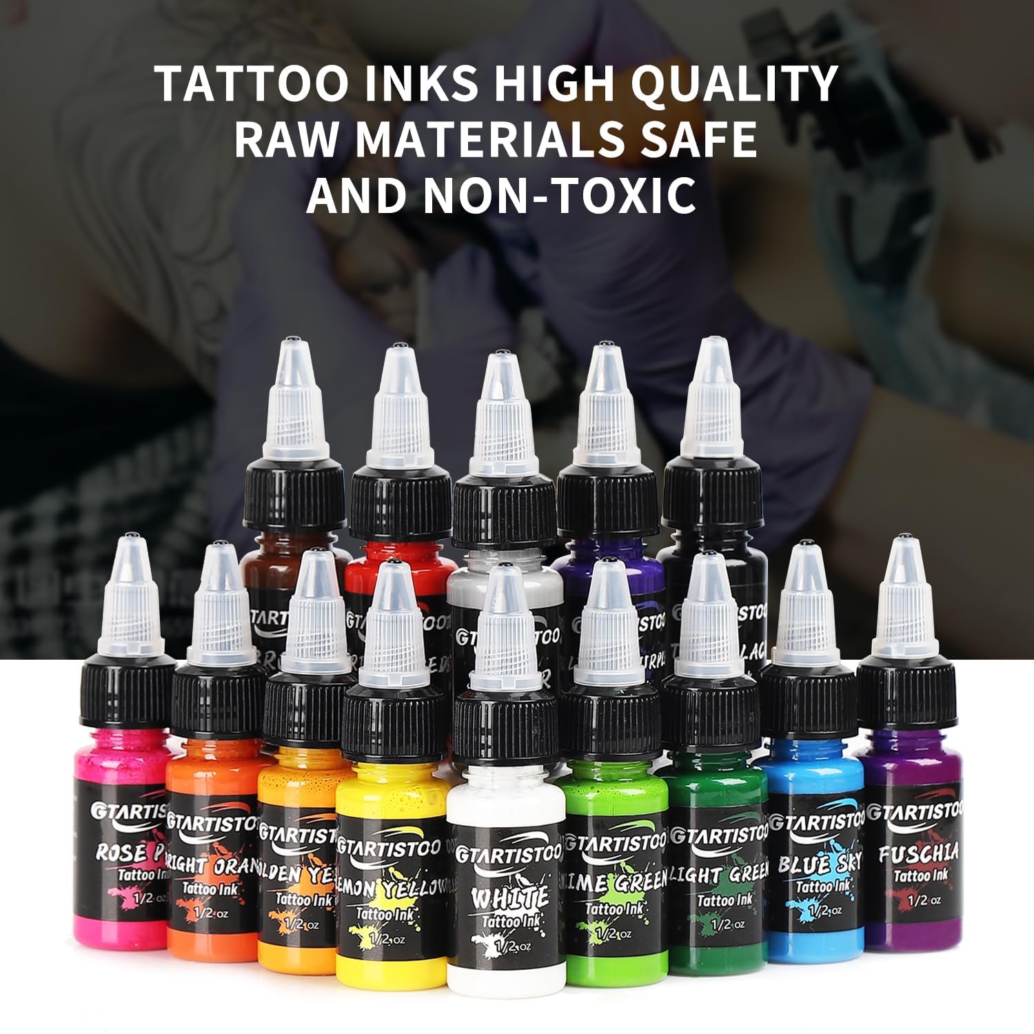 GTARTISTOO vegan-friendly ink packaging highlights cruelty-free choice.