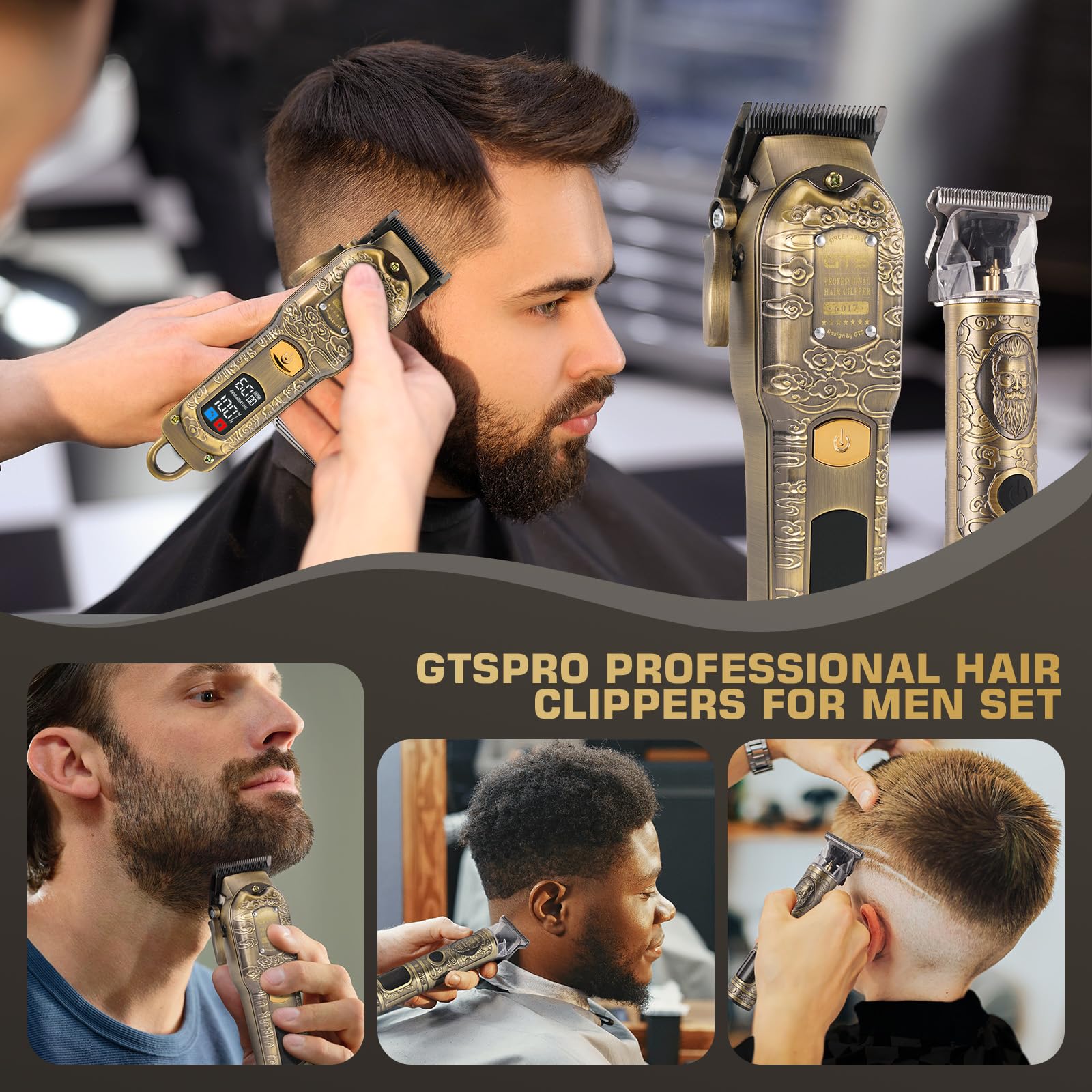 GTS PRO all-in-one kit with cape and tools supports professional-quality home grooming experiences.