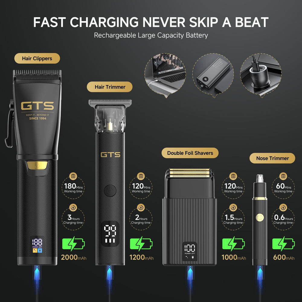 GTS PRO beard trimmer angled blade ready for sharp, clean edges.