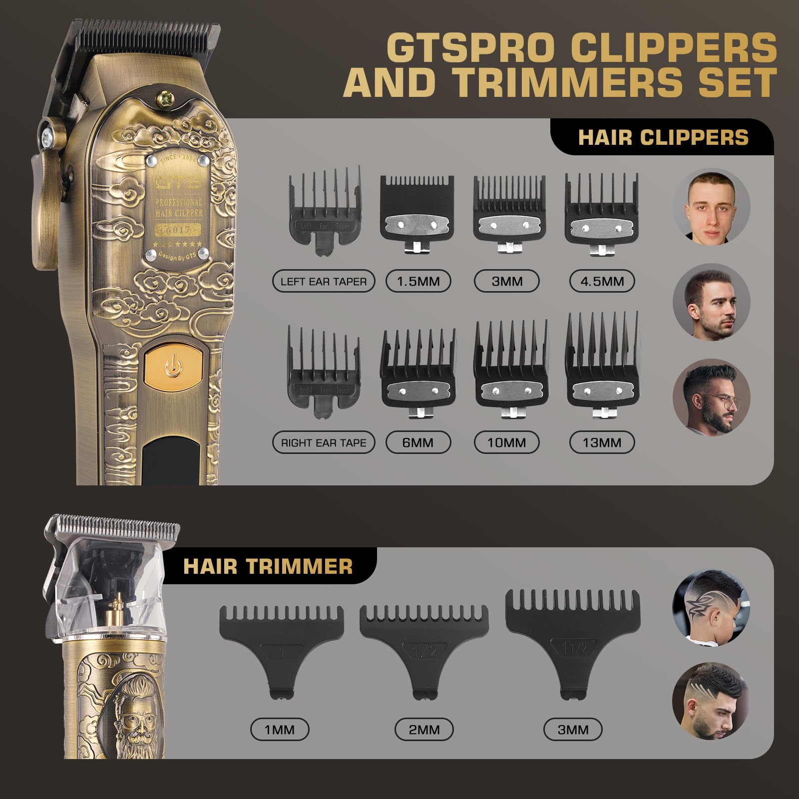 GTS PRO long-life battery delivers hours of cordless grooming between charges for flexibility.
