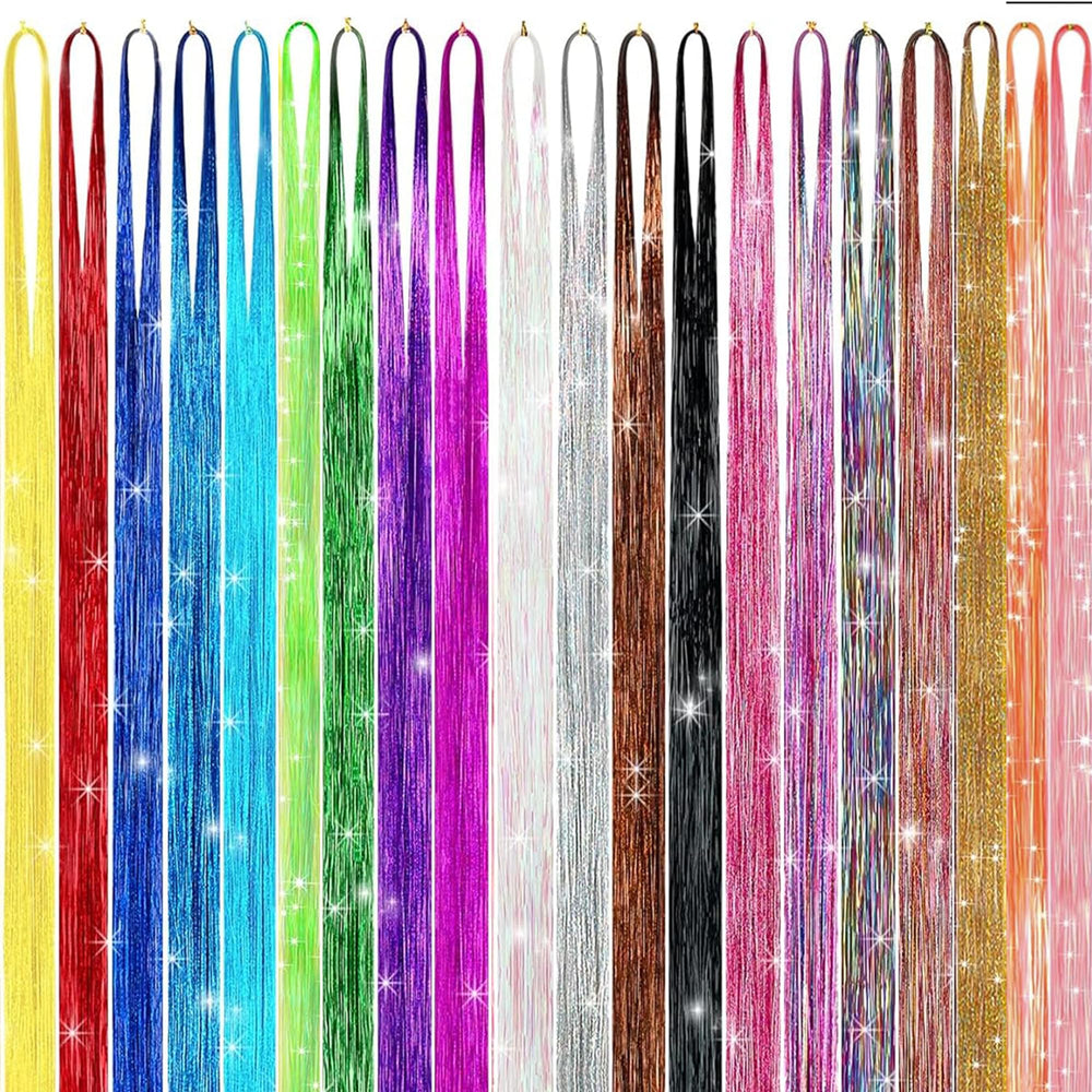GTTUKK Hair Tinsel Kit shows 20 colors for versatile styling options