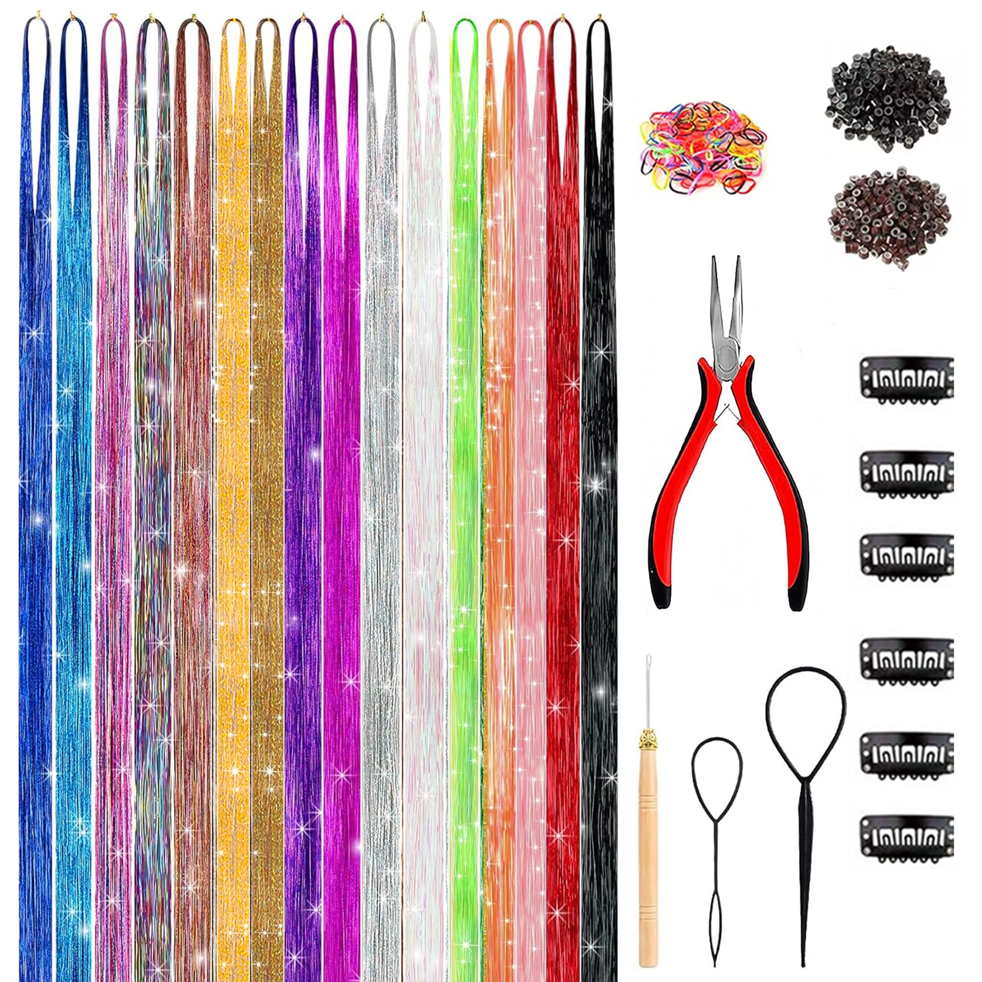 GTTUKK hair tinsel kit 48-inch strands for dramatic length and color