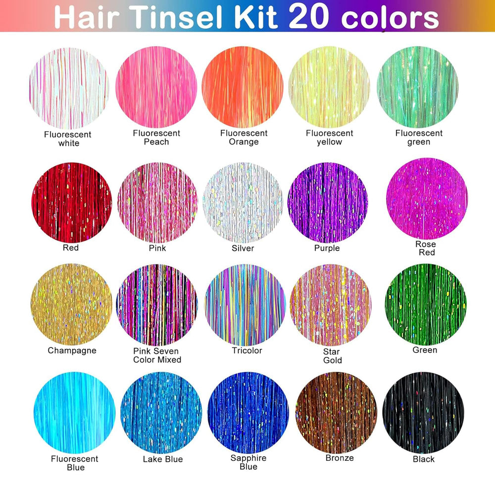 GTTUKK Hair Tinsel Kit features 6000 strands for full, light-catching shine