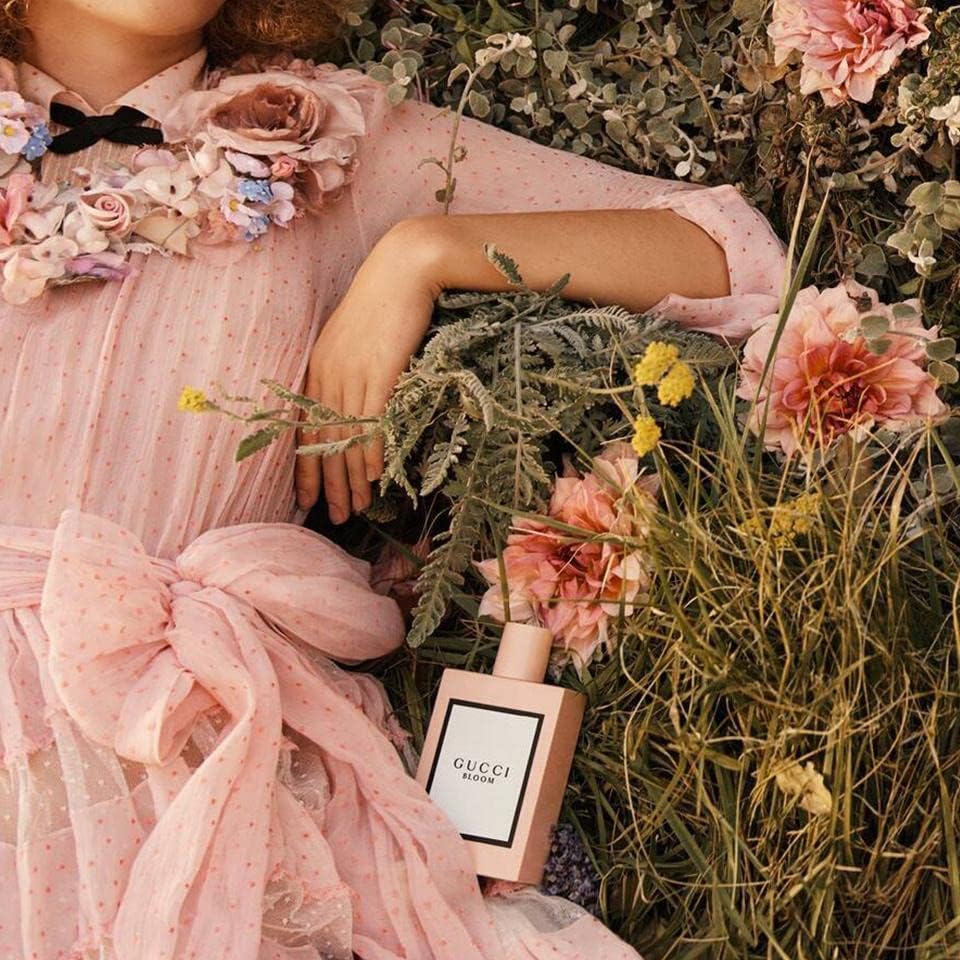 Gucci Bloom packaging box shows UK origin and luxurious presentation.