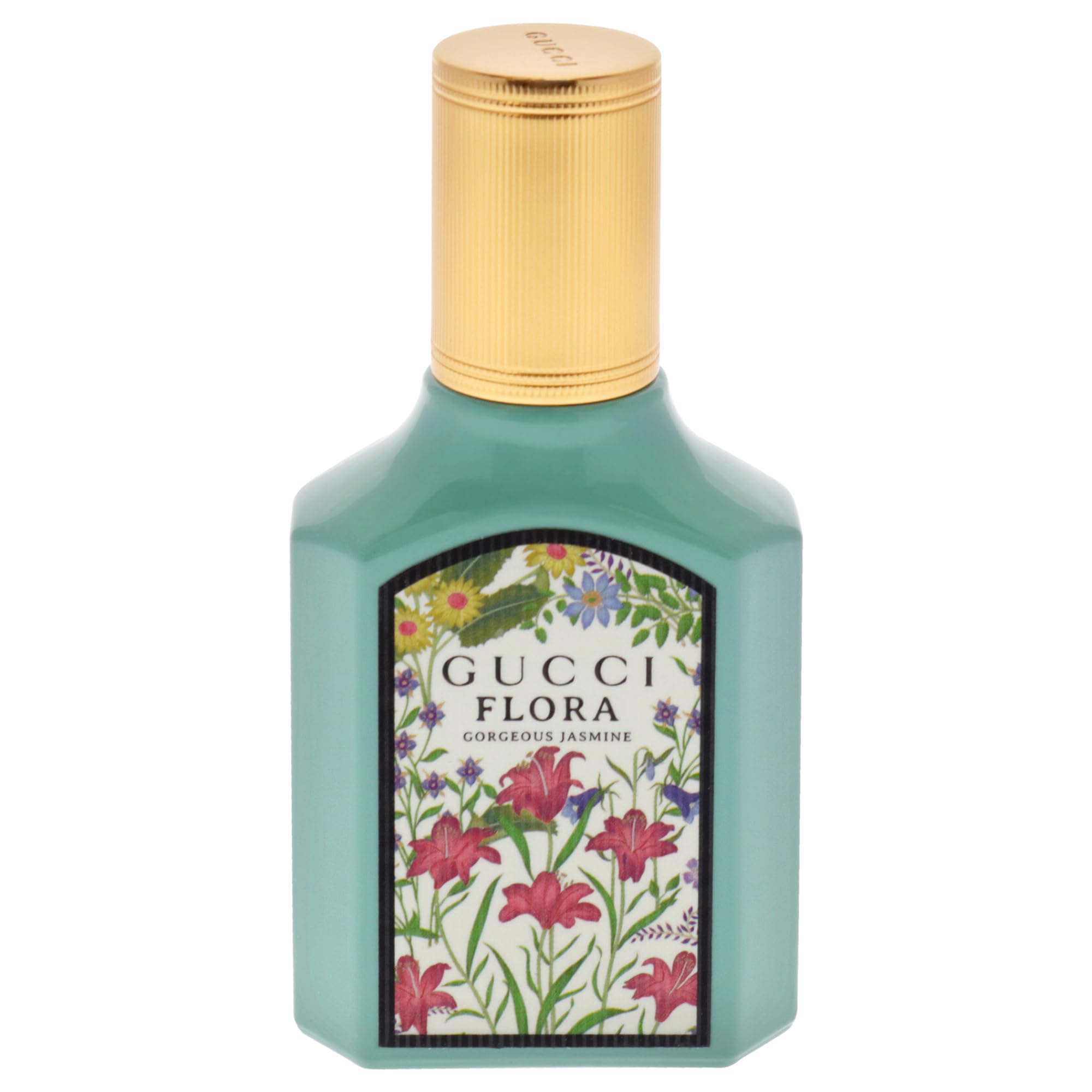 Gucci Flora Gorgeous Jasmine bottle closeup with premium design