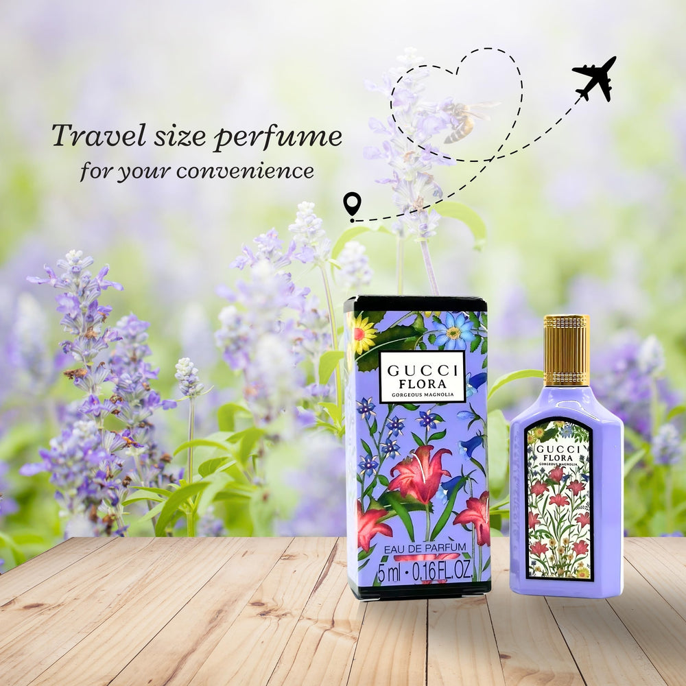 Gucci Flora Gorgeous Magnolia bottle closeup, elegant floral sophistication.