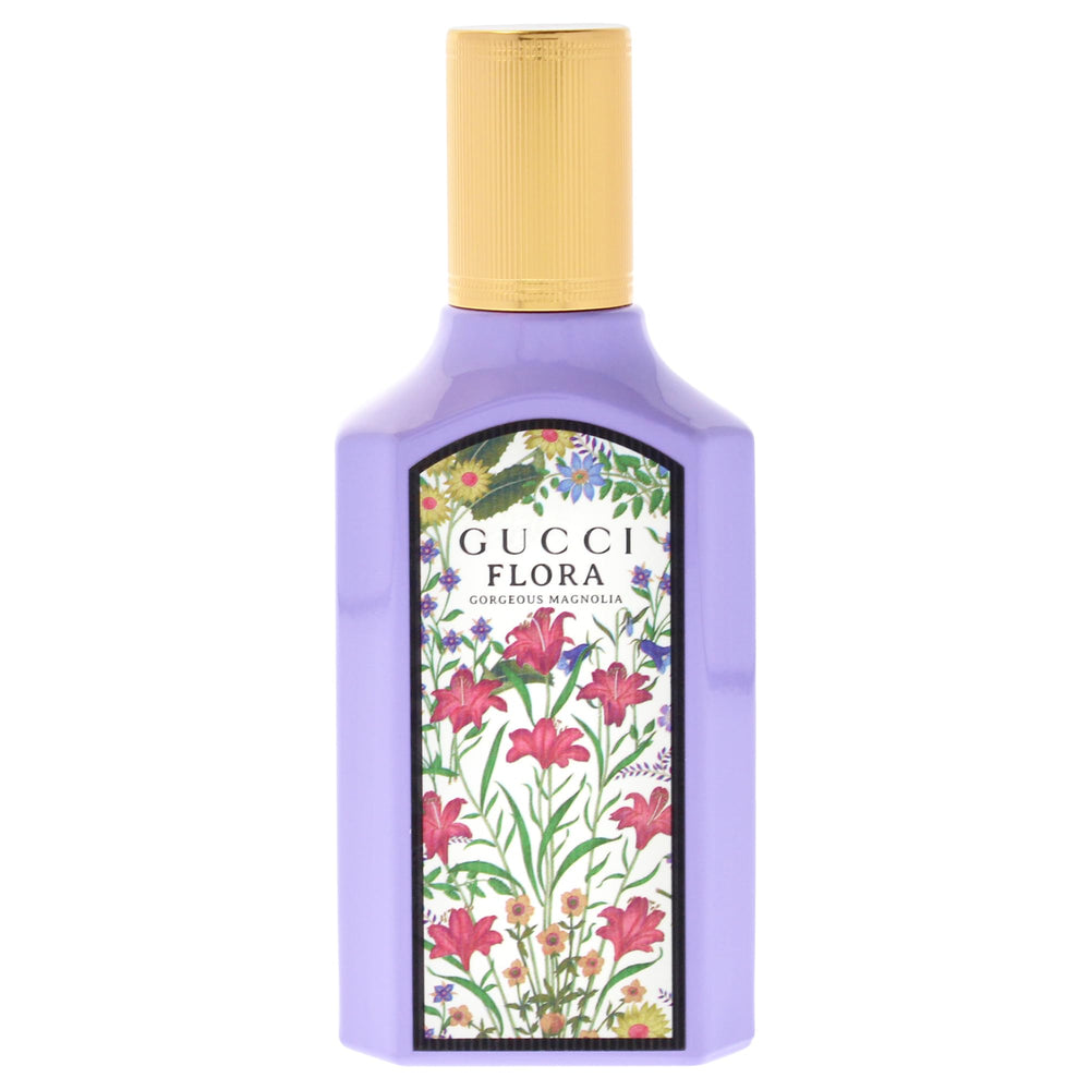 Gucci Flora Gorgeous Magnolia close-up of flowers hints at garden-inspired, luxurious notes for date-night charm.